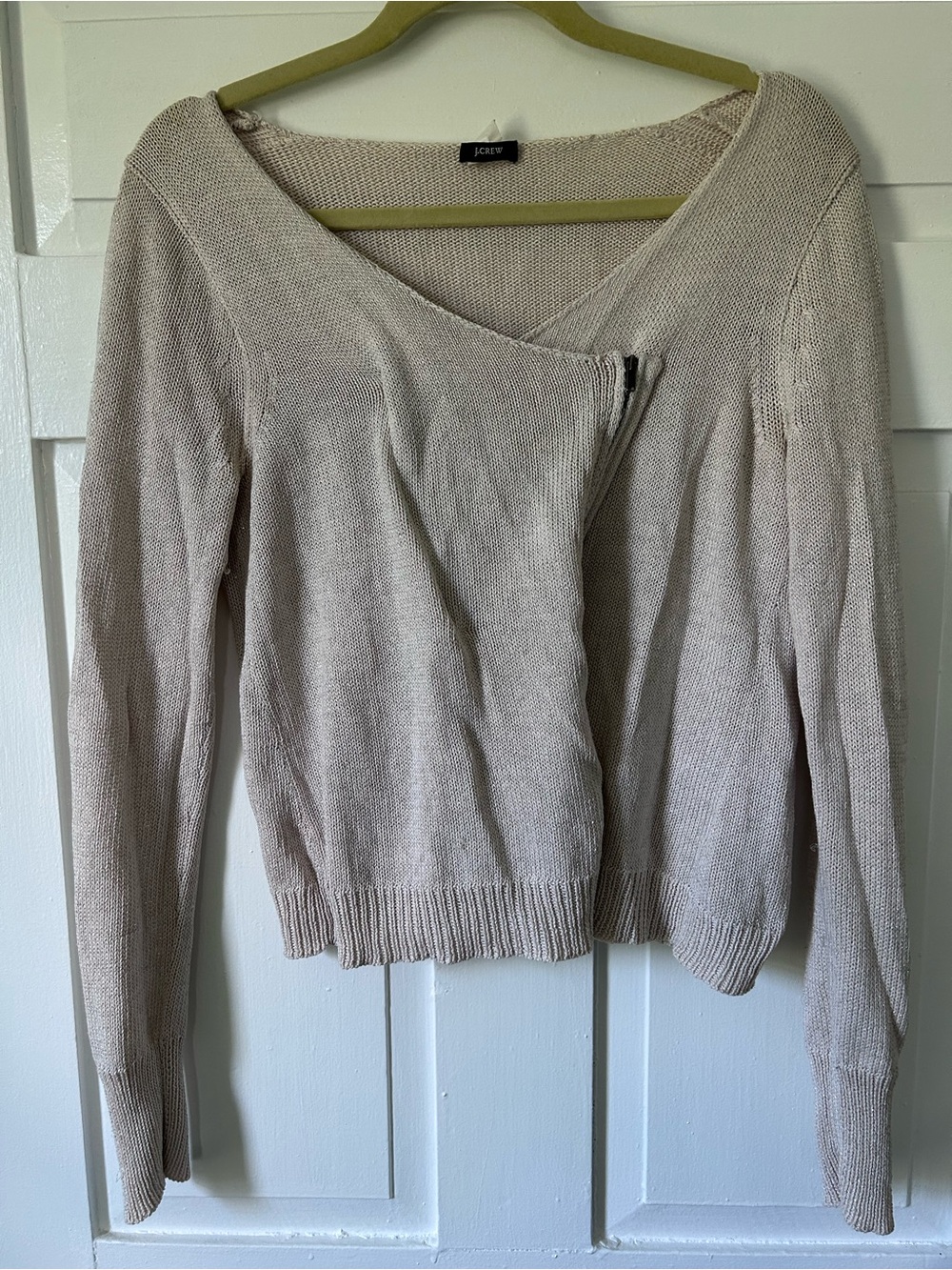 J.Crew small cream double zipper cardigan/sweater